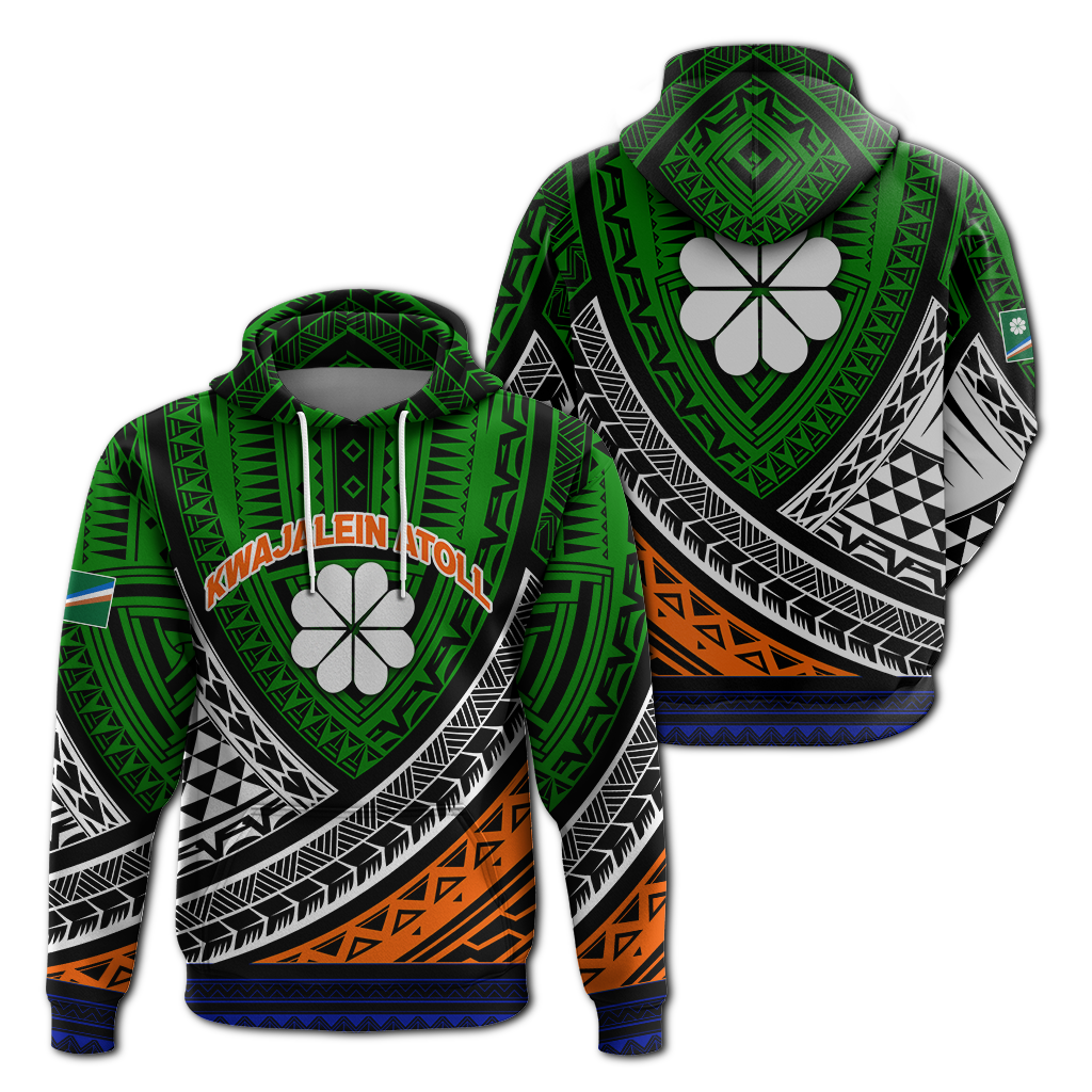 Kwajalein Atoll Tribal Pattern Hoodie LT12 Pullover Hoodie Green - Polynesian Pride