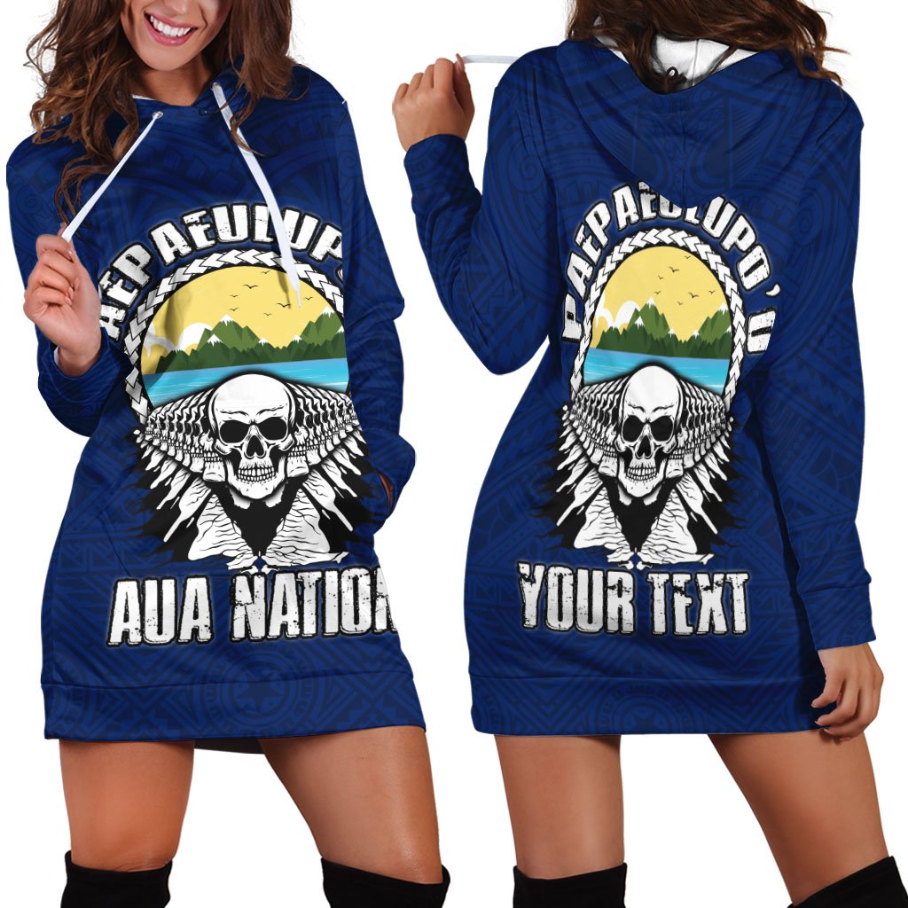 American Samoa Custom Personalised Women's Hoodie Dress - Paepaeulupo'o Aua (Ver 2) Blue - Polynesian Pride