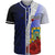 Tuvalu Polynesian Baseball Shirt - Coat Of Arm With Hibiscus Blue Unisex Blue - Polynesian Pride