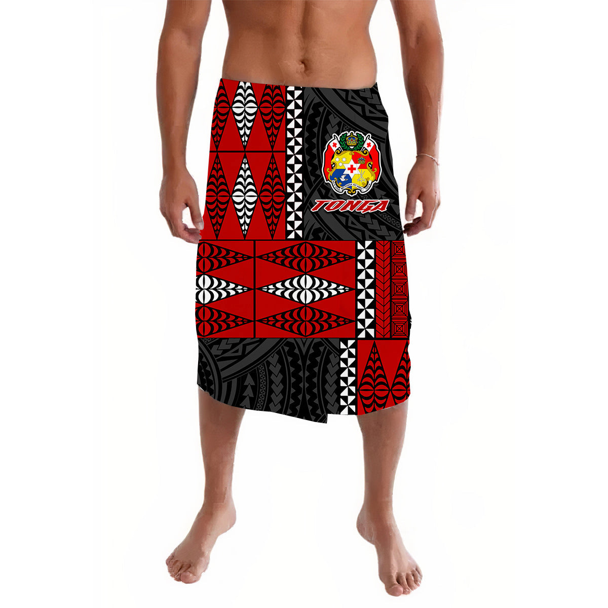 Tonga Lavalava Tongan Pattern Mix Polynesian LT13 Black - Polynesian Pride