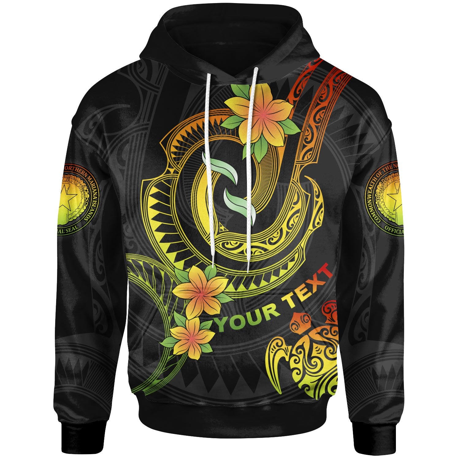 Northern Mariana Islands Custom Hoodie Reggae Plumeria Flowers with Spiral Patterns Unisex Reggae - Polynesian Pride