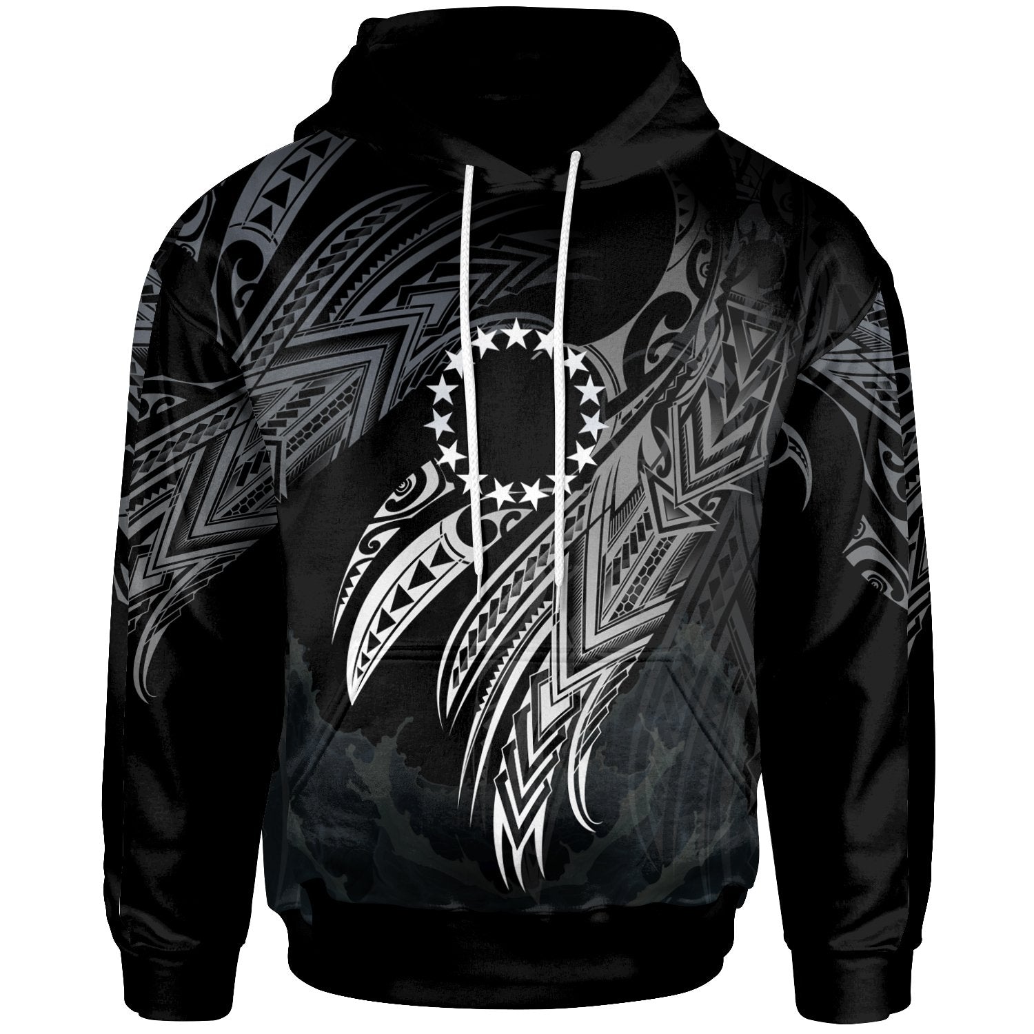 Cook Islands Polynesian Hoodie Legend White Version Unisex Black - Polynesian Pride