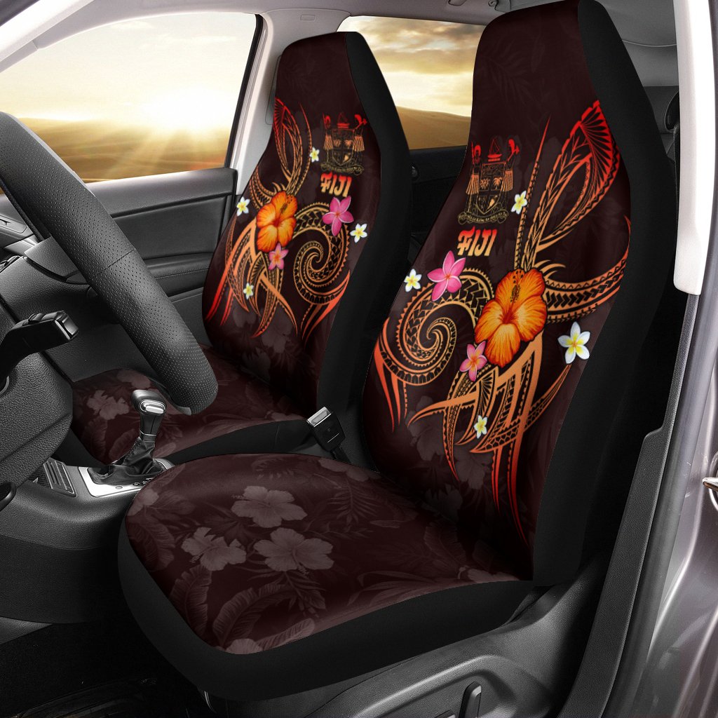 Fiji Polynesian Car Seat Covers - Legend of Fiji (Red) Universal Fit Black - Polynesian Pride