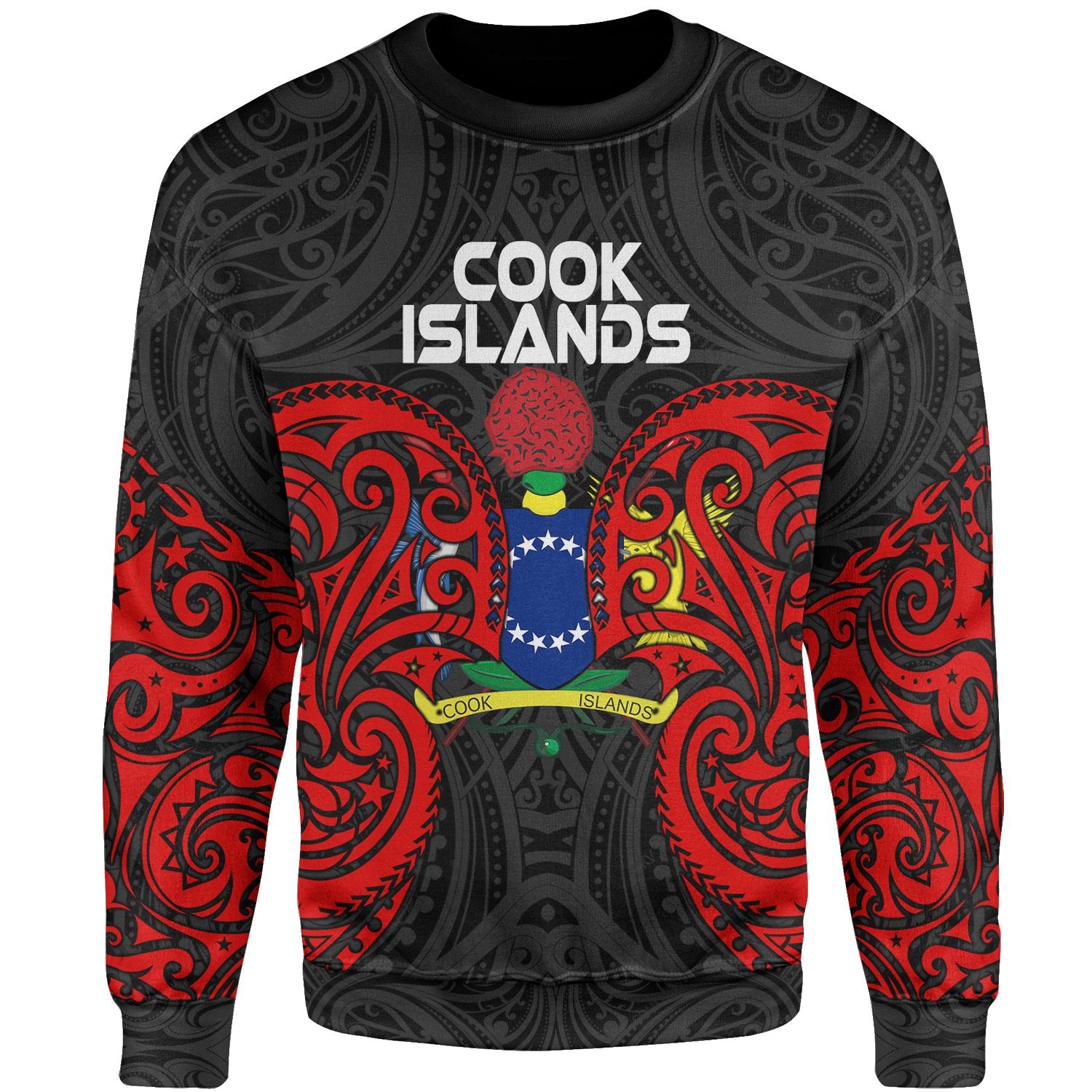 Cook Islands Polynesian Sweater - Spirit Style Unisex Black - Polynesian Pride