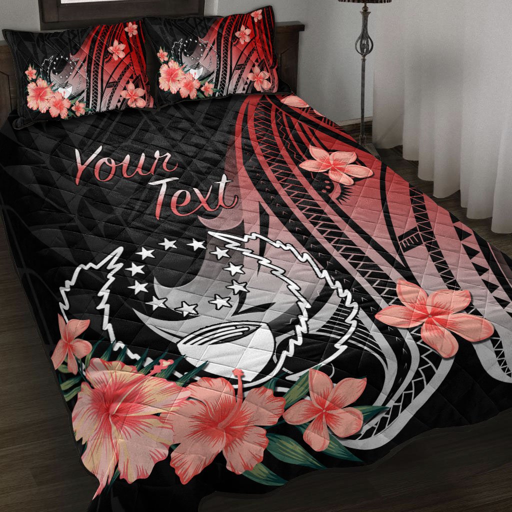 Pohnpei Personalised Custom Quilt Bed Set - Red Polynesian Hibiscus Pattern Style Red - Polynesian Pride