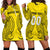 (Custom Personalised) Cook Islands Aitutaki Hoodie Dress - Tribal Pattern - LT12 Yellow - Polynesian Pride