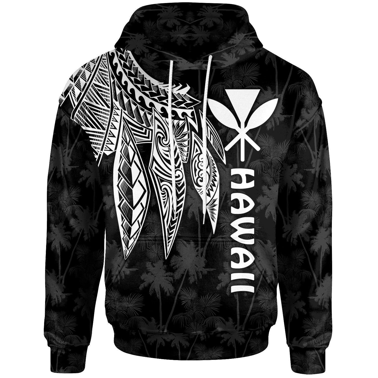 Polynesian Hawaii Kanaka Maoli Hoodie Polynesian Wings (White) Unisex White - Polynesian Pride