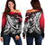 American Samoa Women's Off Shoulder Sweaters - Tribal Jungle Pattern Red Color Red - Polynesian Pride