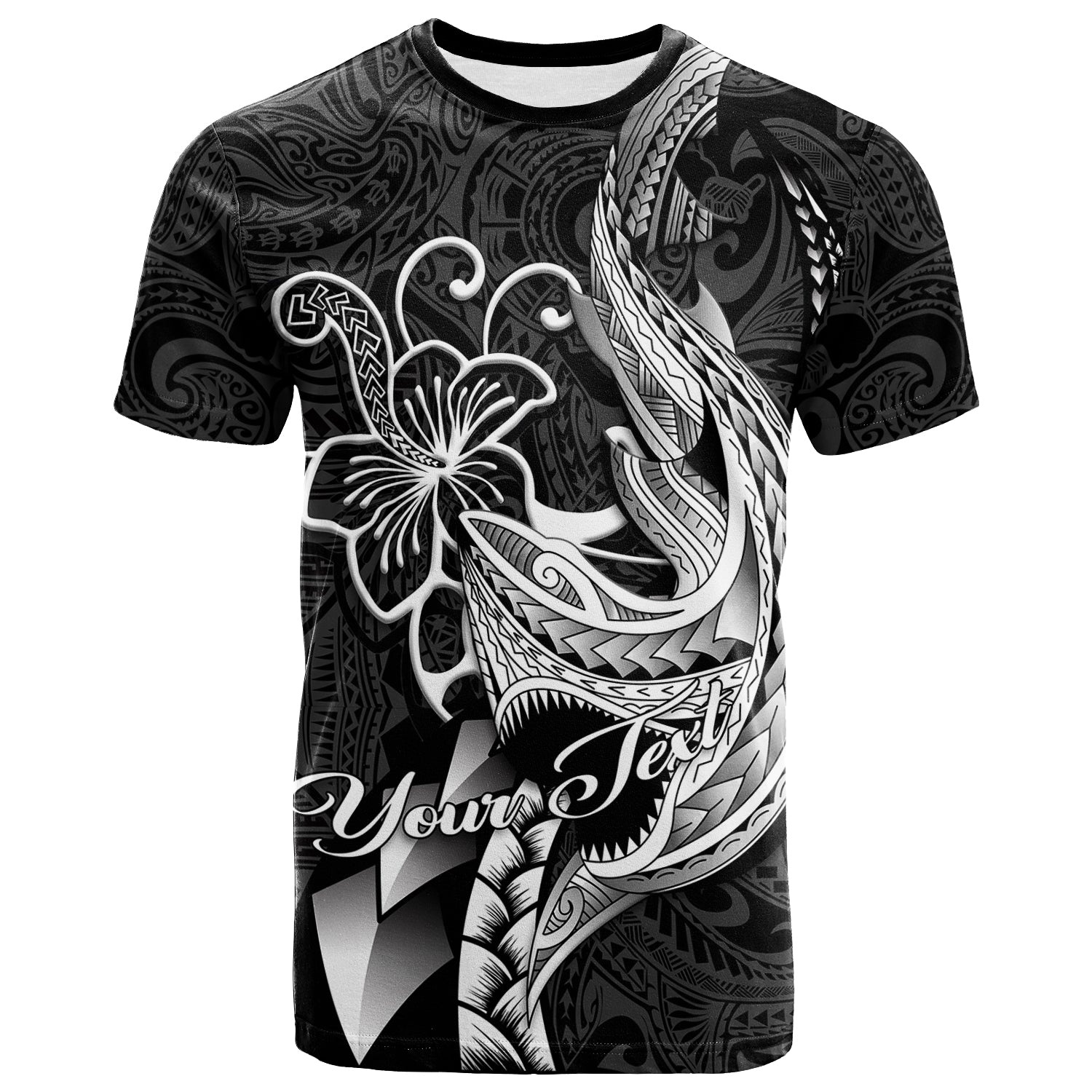 Custom Polynesian Shark Tattoo Hawaii Tribal T Shirt LT12 Black - Polynesian Pride
