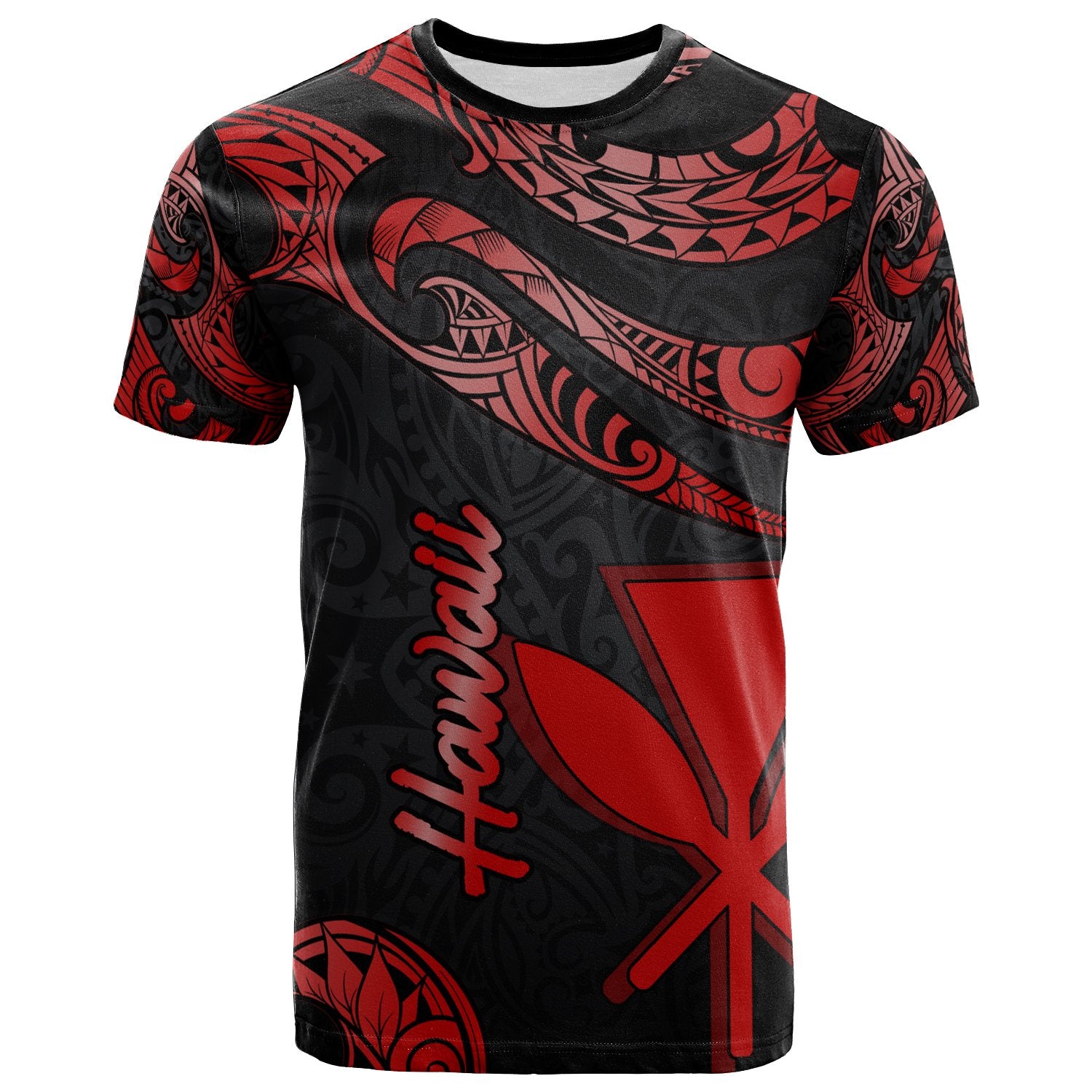 Hawaii Kanaka Maoli Polynesian T Shirt Polynesian Tattoo Red Version Unisex Red - Polynesian Pride