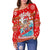 Hawaii Christmas Santas Surf Mele Kalikimaka Women Off Shoulder Sweater - LT2 - Polynesian Pride