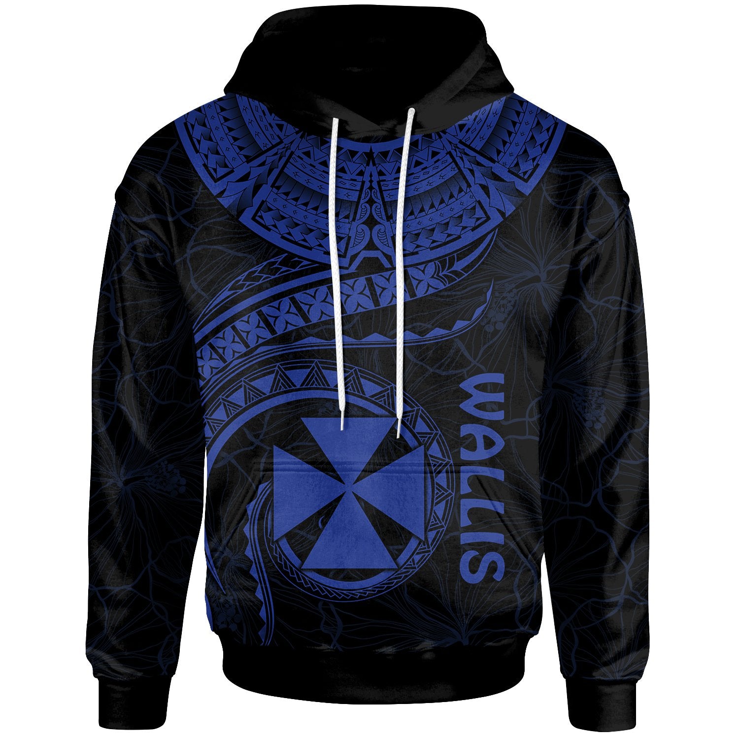 Wallis and Futuna Polynesian Hoodie Wallis and Futuna Waves (Blue) Unisex Blue - Polynesian Pride