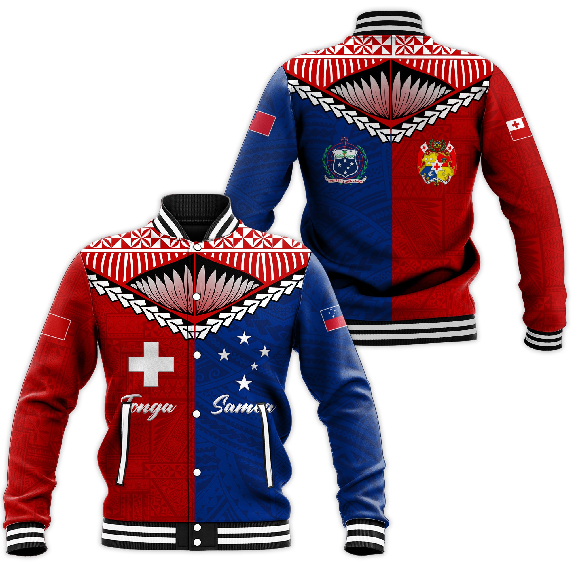 Tonga Combine Samoa Pride Baseball Jacket - LT12 Unisex Red - Polynesian Pride