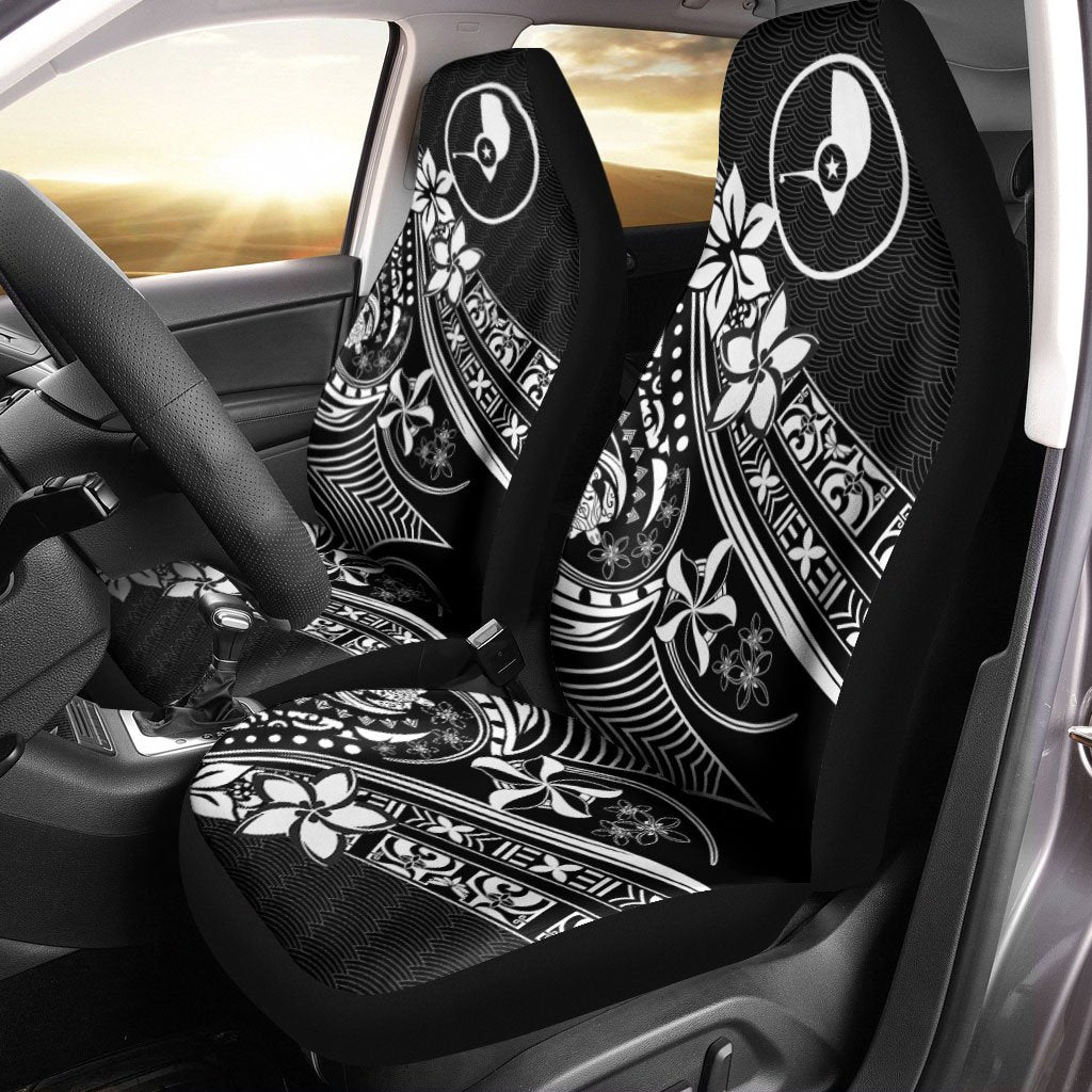 Yap State Car Seat Cover - The Flow OF Ocean Universal Fit Black - Polynesian Pride