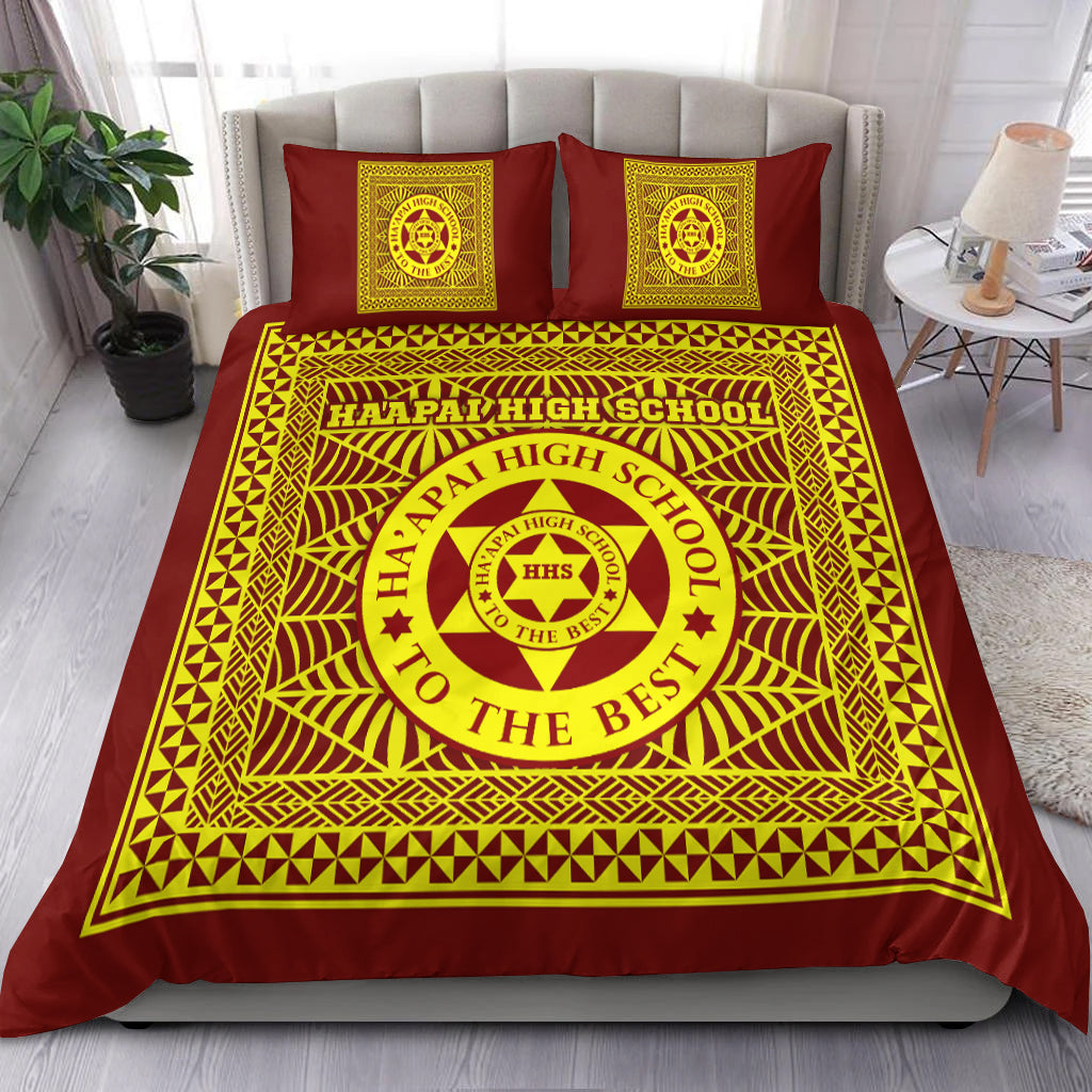 Haapai High School Bedding Set Tonga Pattern LT4 Maroon - Polynesian Pride