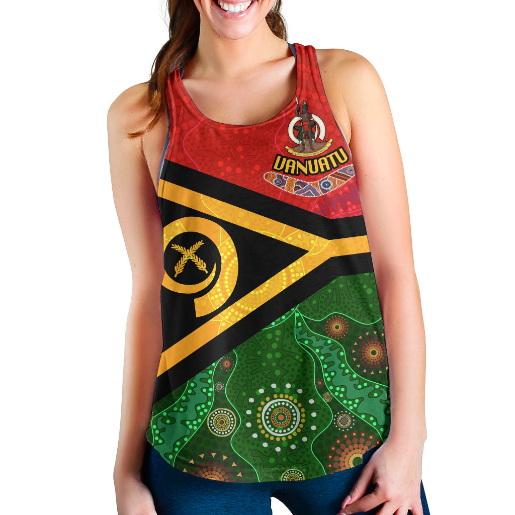 Vanuatu With Aboriginal Patterns Women's Tank - LT20 Black - Polynesian Pride