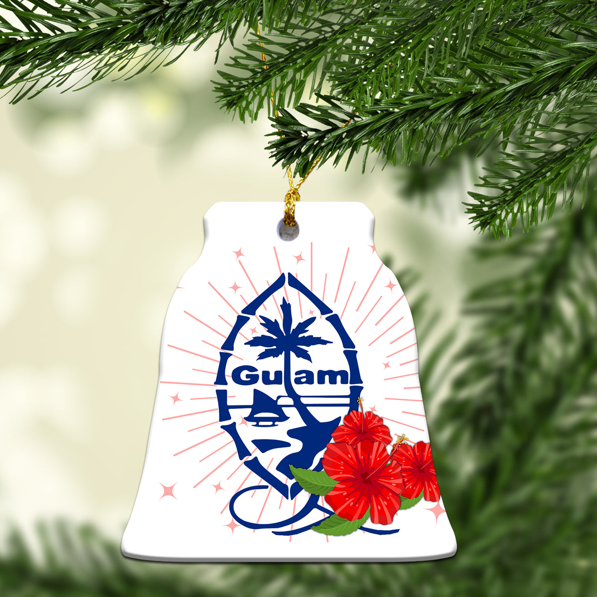 Guam Hibiscus White Christmas Ornament - LT12 Christmas Tree - Polynesian Pride