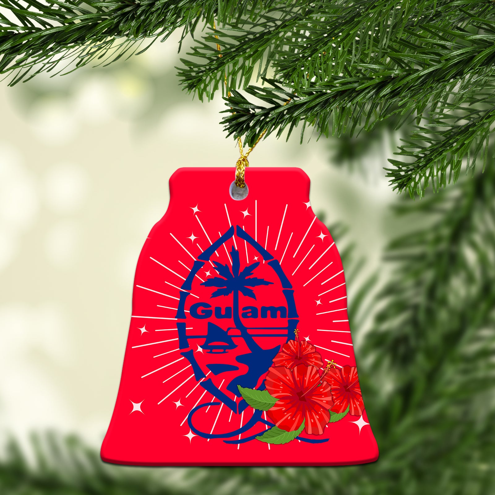 Guam Hibiscus Red Christmas Ornament - LT12 Christmas Tree - Polynesian Pride