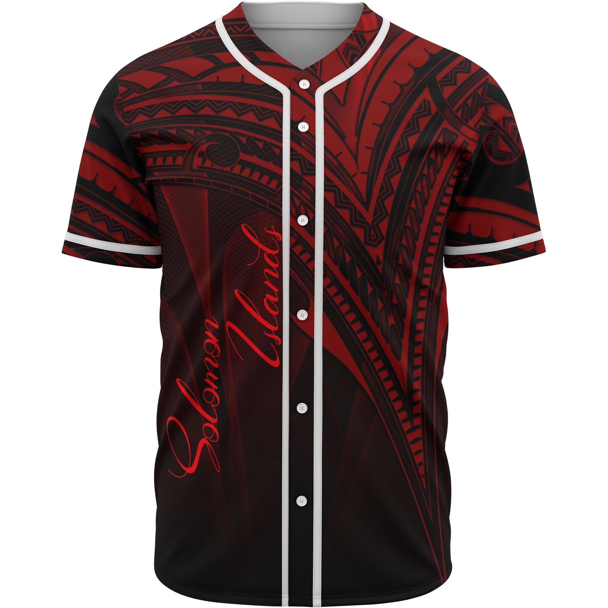 Solomon Islands Baseball Shirt - Red Color Cross Style Unisex Black - Polynesian Pride
