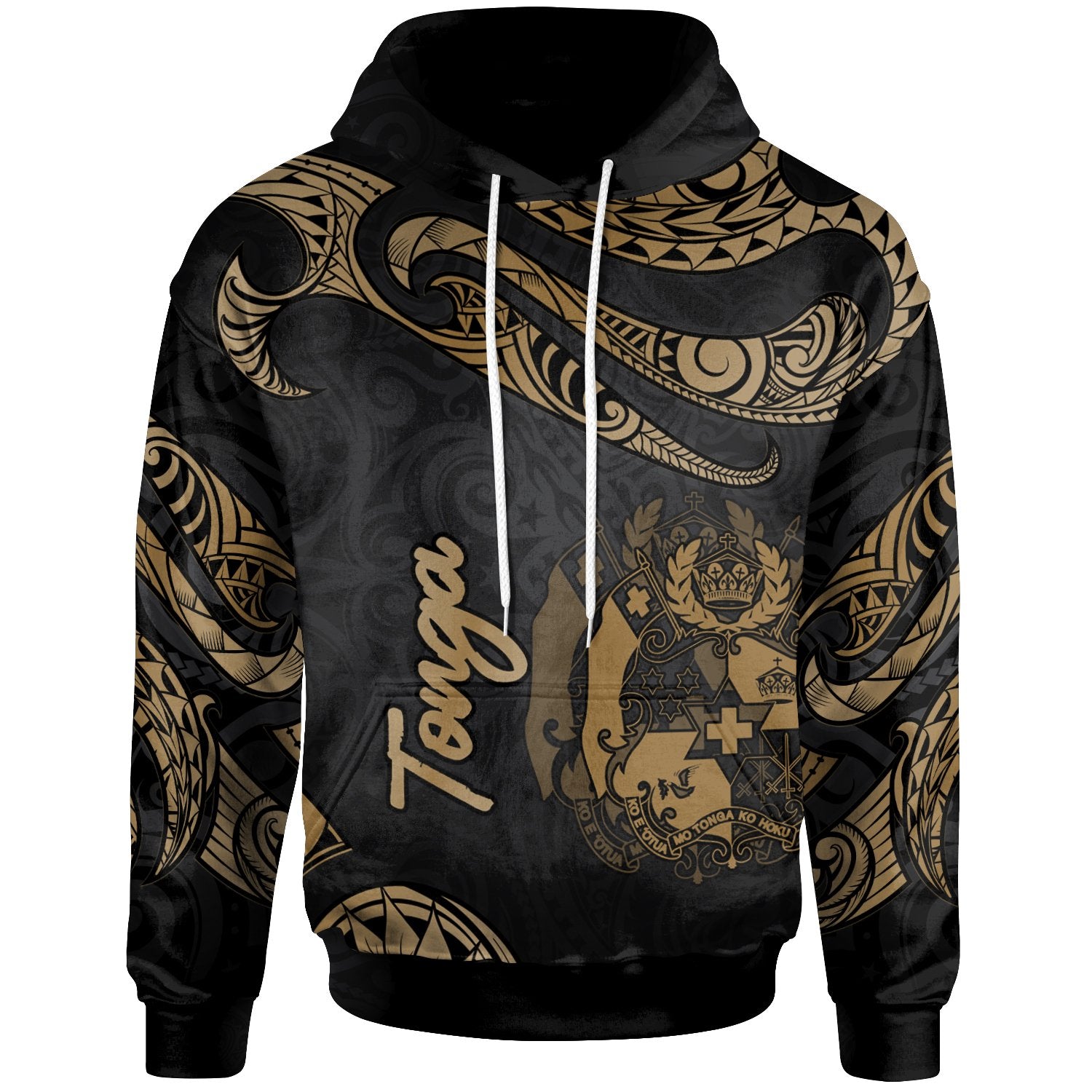 Tonga Hoodie Polynesian Tattoo Gold Version Unisex Gold - Polynesian Pride