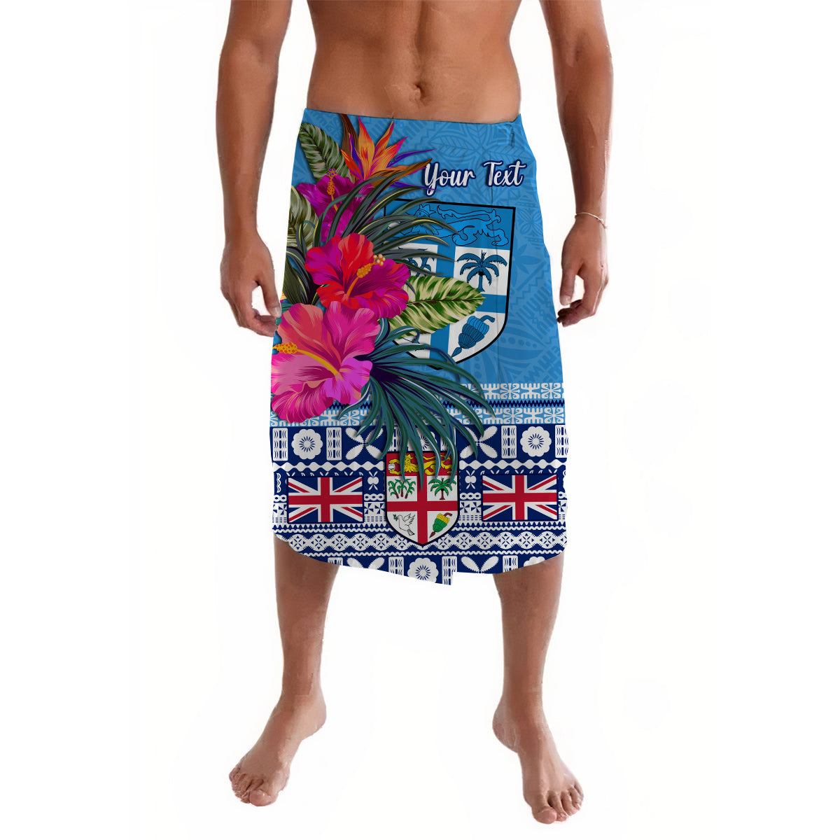 Custom Fiji Lavalava Blue Polynesian Tropical Flowers LT13 Blue - Polynesian Pride