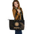 Nauru Polynesian Leather Tote Bag - Gold Tribal Wave - Polynesian Pride