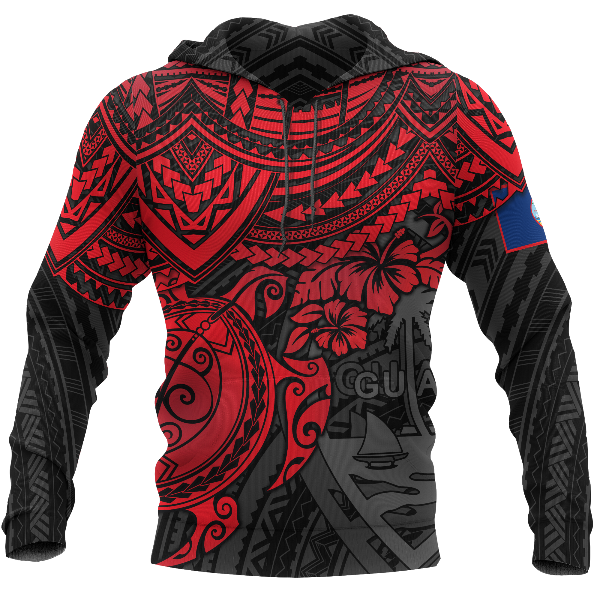 Guam Polynesian Hoodie Red Turtle Unisex RED - Polynesian Pride