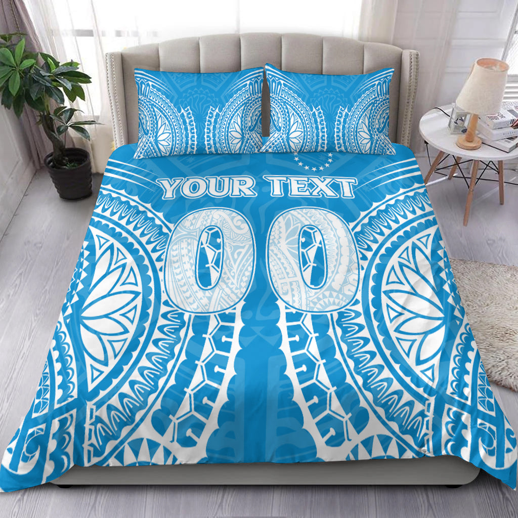 (Custom Personalised) Cook Islands Tongareva Bedding Set - Tribal Pattern - LT12 Blue - Polynesian Pride