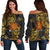 Papua New Guinea Women's Off Shoulder Sweaters - Abstract Style Black - Polynesian Pride