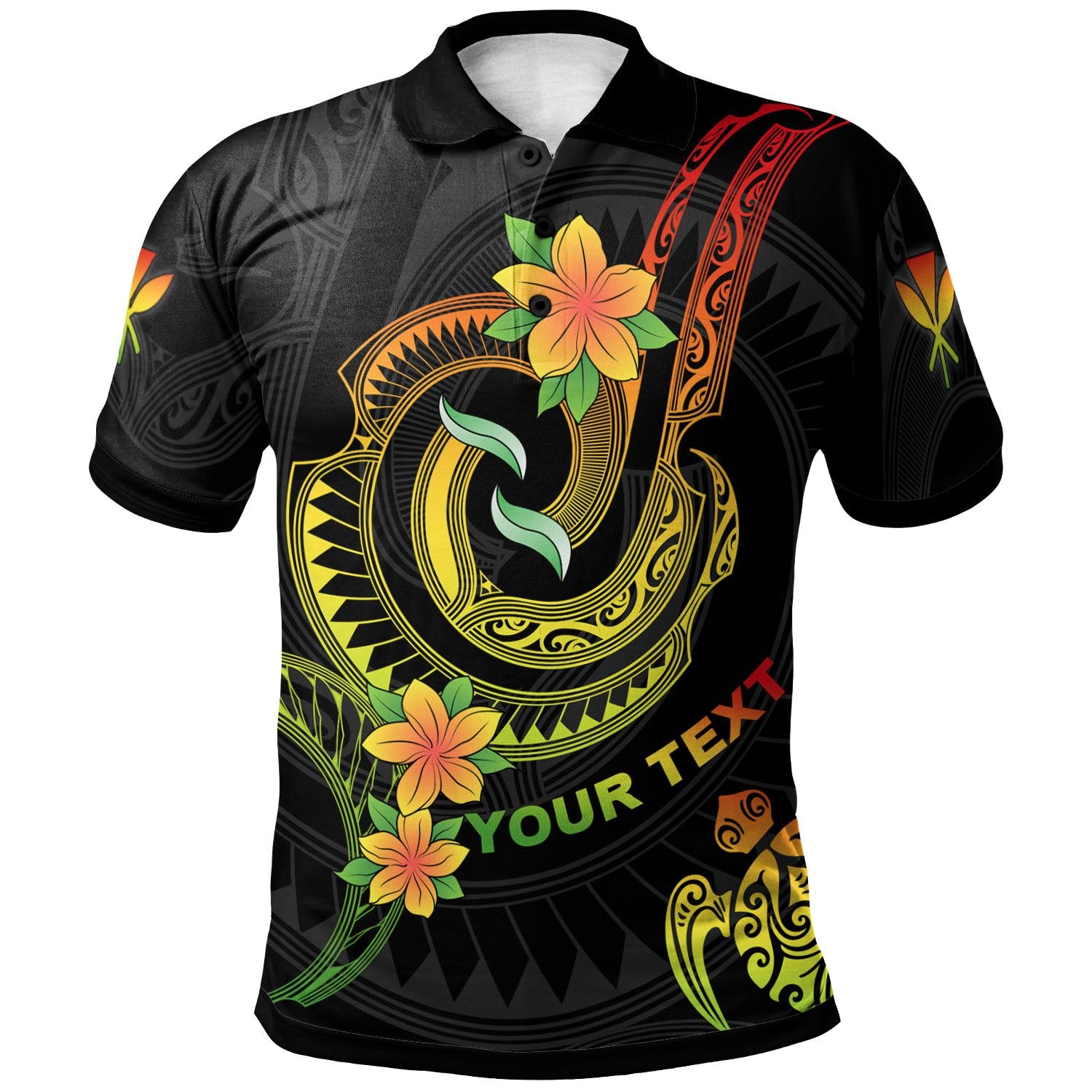 Hawaii Custom Polo Shirt Reggae Plumeria Flowers with Spiral Patterns Unisex Reggae - Polynesian Pride