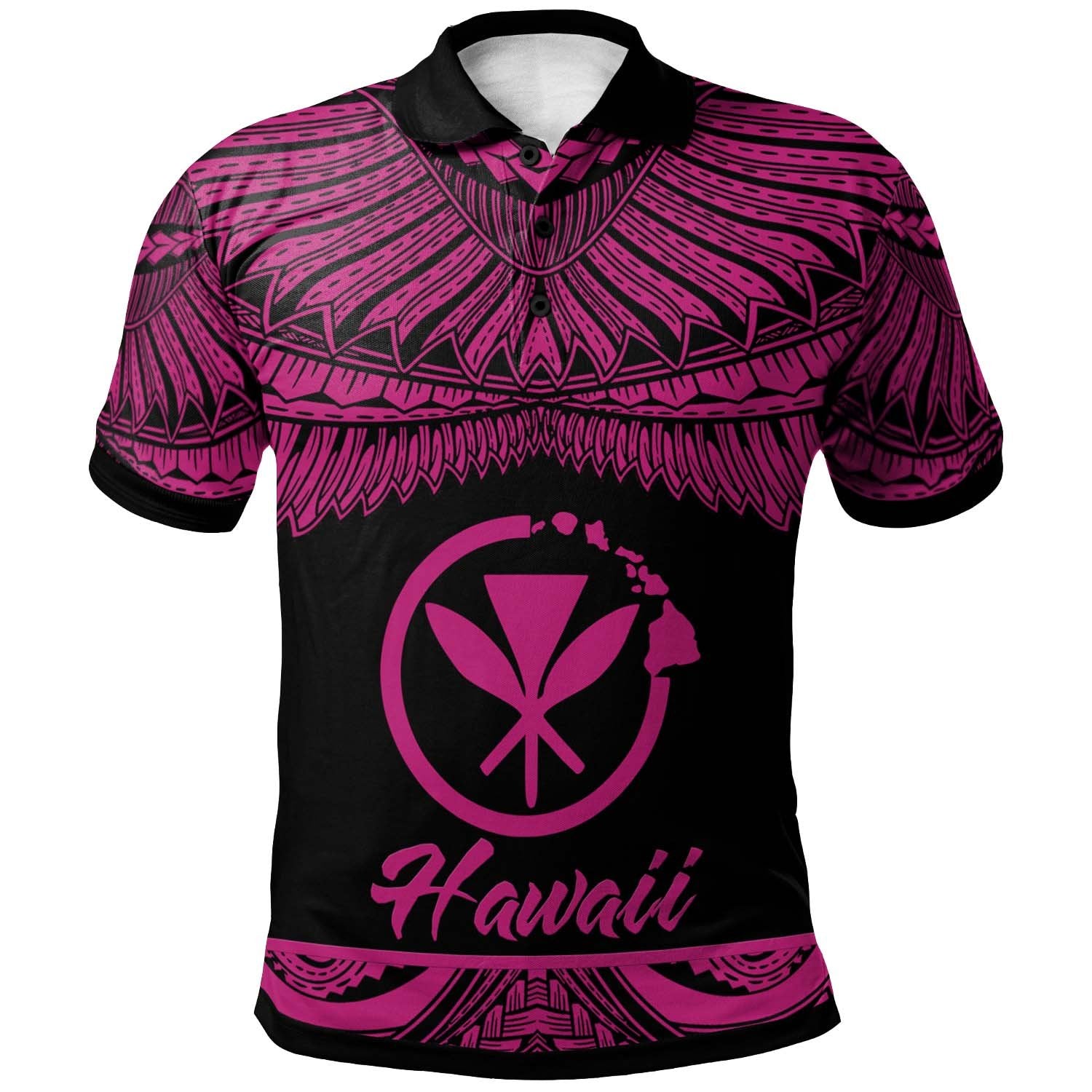 Hawaii Polo Shirt Polynesian Tattoo Pink Version Unisex Pink - Polynesian Pride