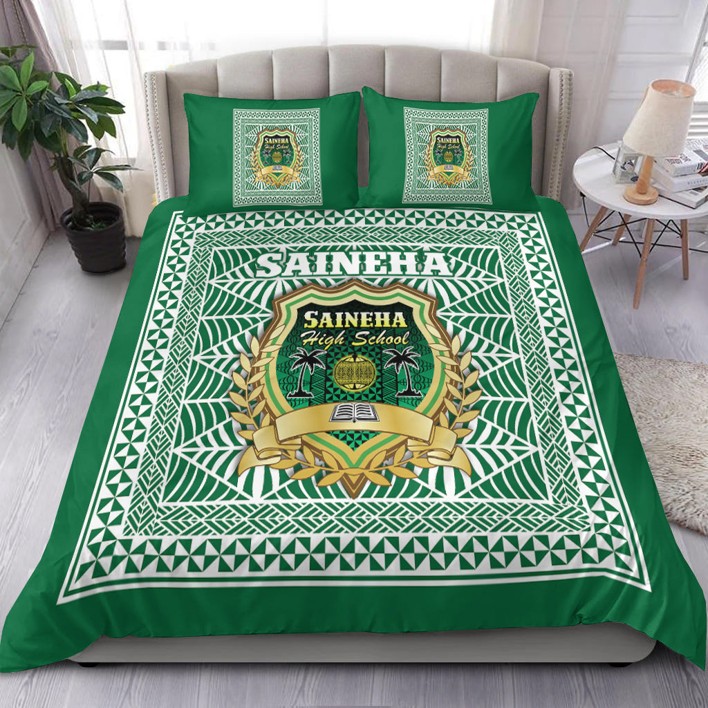 Saineha High School Bedding Set Tonga Pattern LT4 Green - Polynesian Pride