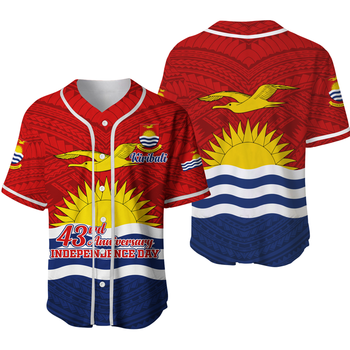 Kiribati 43rd Independence Celebrations Baseball Jersey - LT12 Unisex Blue - Polynesian Pride