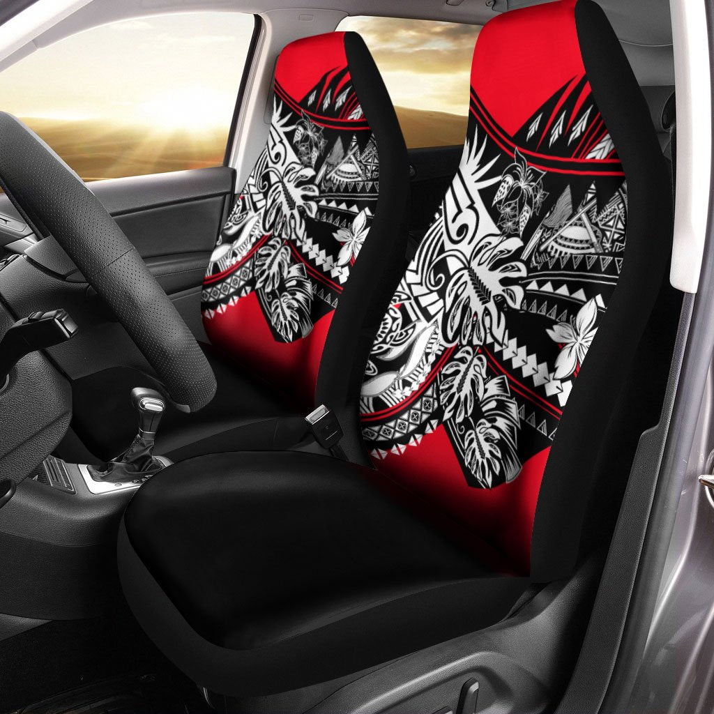 American Samoa Car Seat Cover - Tribal Jungle Pattern Universal Fit Black - Polynesian Pride