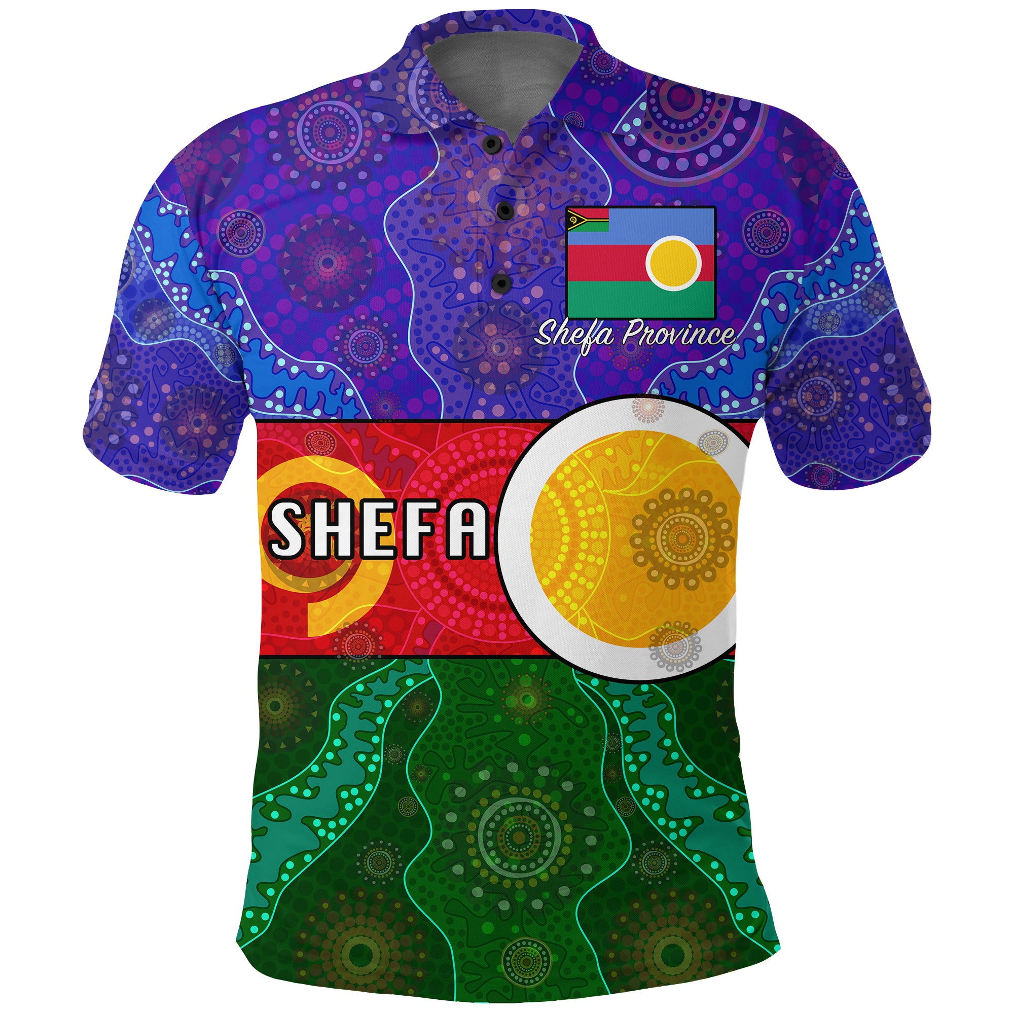 Custom Shefa Province Polo Shirt Aboriginal Patterns LT20 Unisex Green - Polynesian Pride