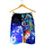 Custom Personalised Yap Men's Shorts - Humpback Whale with Tropical Flowers (Blue) - Polynesian Pride