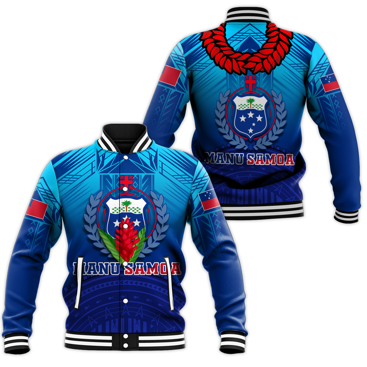Manu Samoa Legend Baseball Jacket - LT12 Unisex Blue - Polynesian Pride