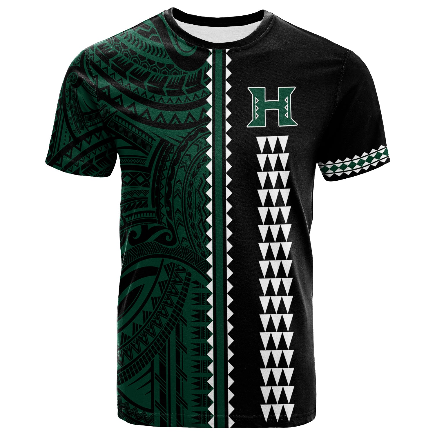 Hawaii Kakau Warrior Football T Shirt LT12 Unisex Green - Polynesian Pride