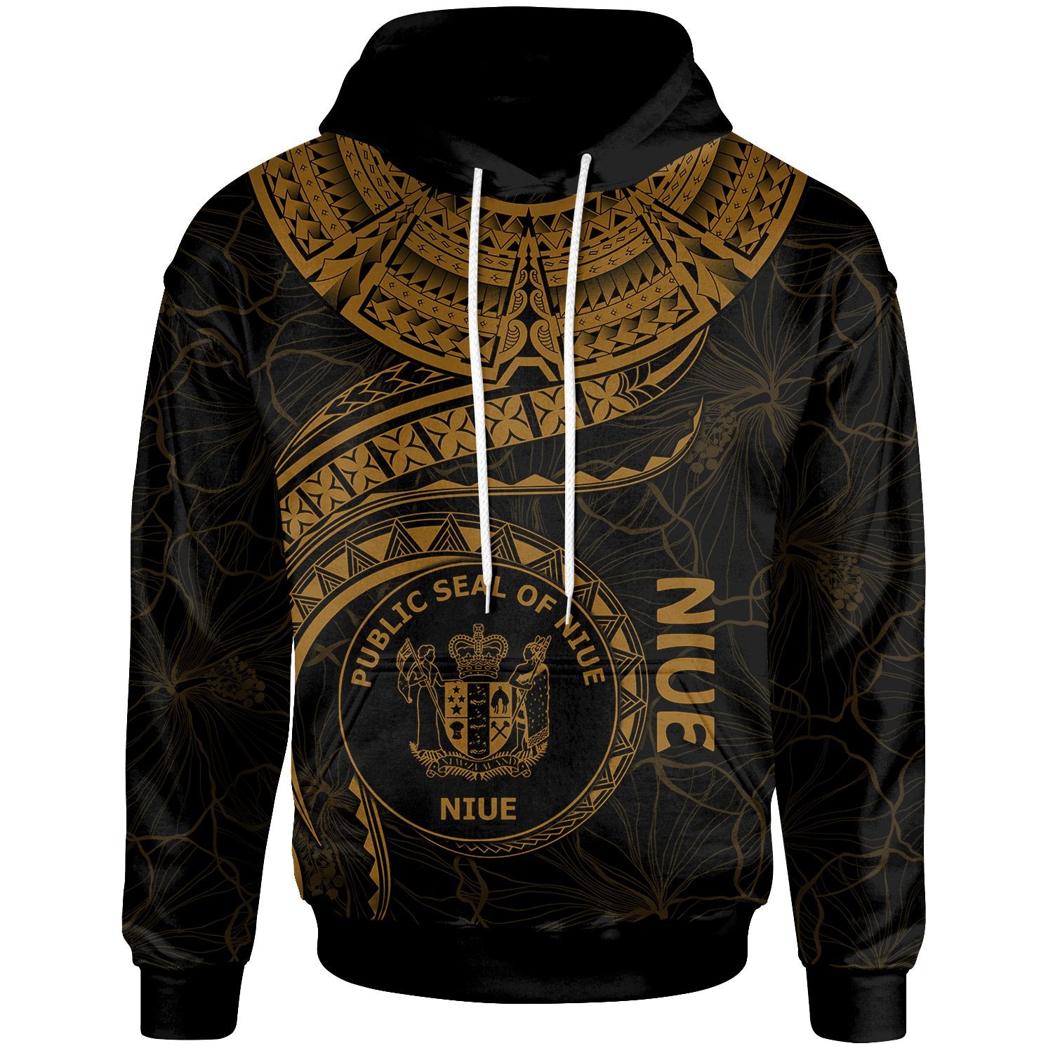 Niue Polynesian Hoodie Niue Waves (Golden) Unisex Golden - Polynesian Pride