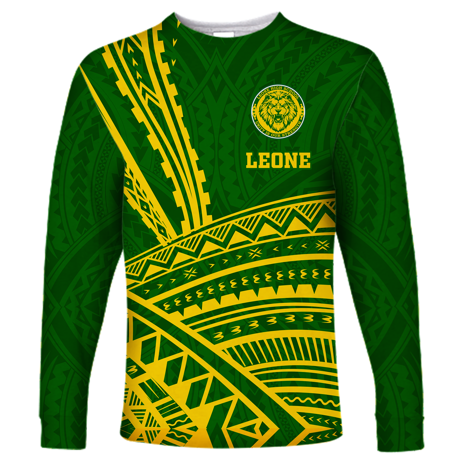 Leone High School Pride Long Sleeve Shirt - LT12 Unisex Green - Polynesian Pride