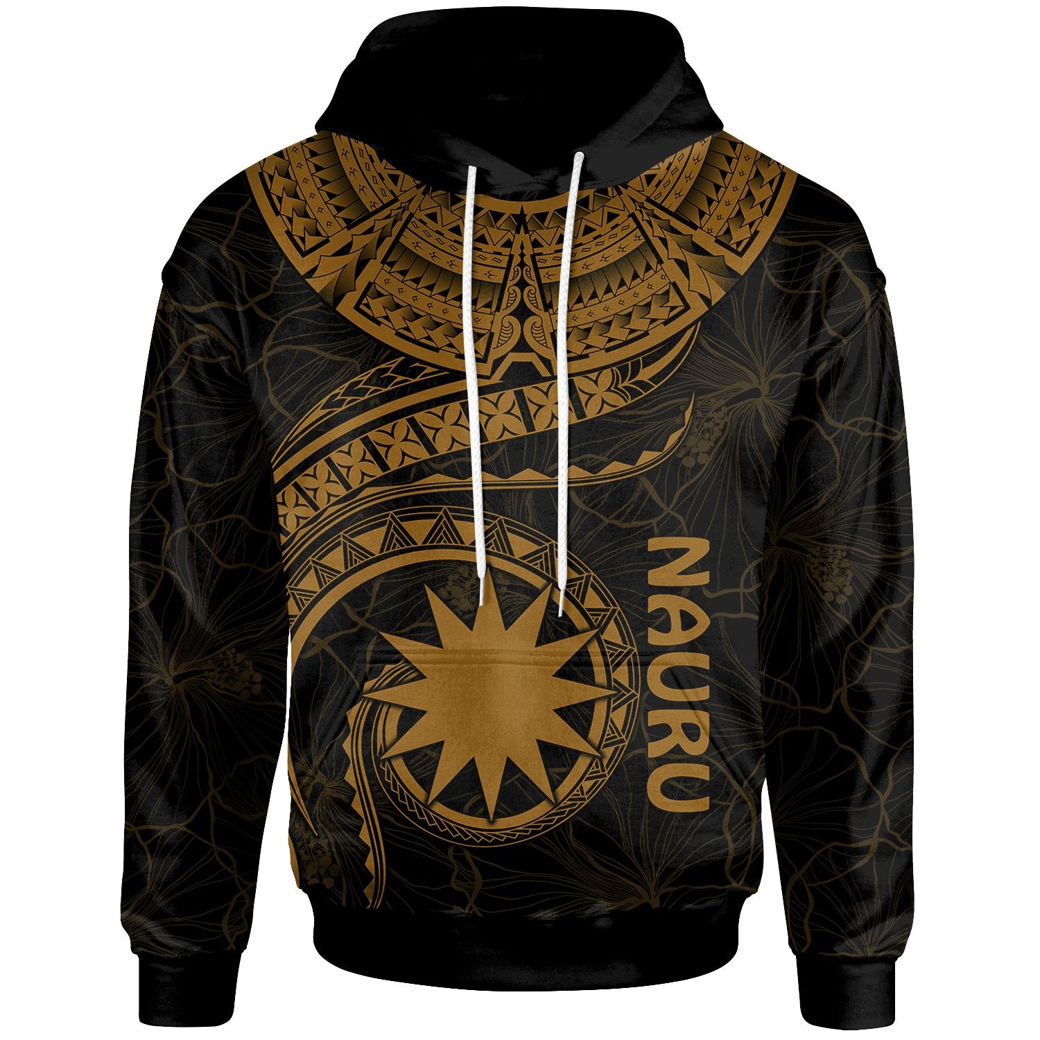 Nauru Polynesian Hoodie Nauru Waves (Golden) Unisex Golden - Polynesian Pride