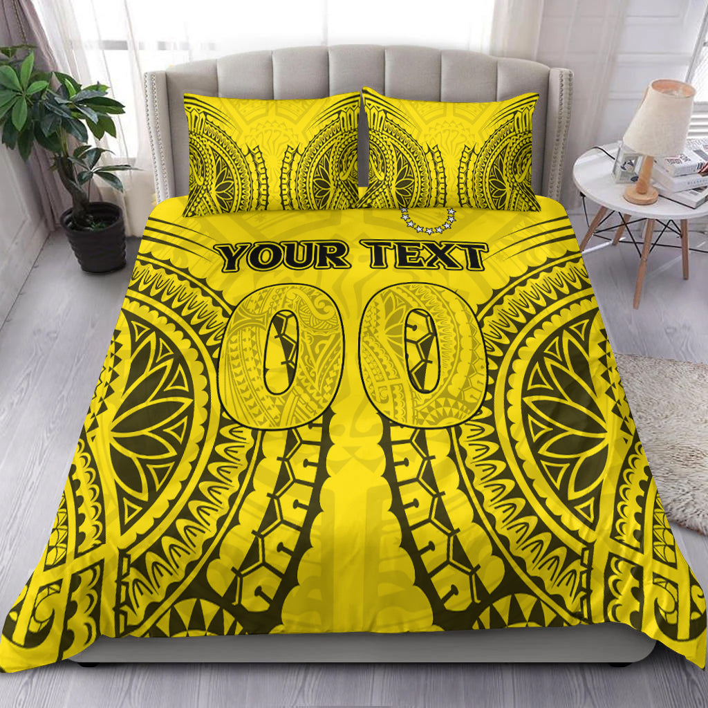 (Custom Personalised) Cook Islands Aitutaki Bedding Set - Tribal Pattern - LT12 Yellow - Polynesian Pride