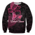 Breast Cancer Pink Ribbon Butterfly Polynesian Black Version Sweatshirt - LT12 Unisex Black - Polynesian Pride