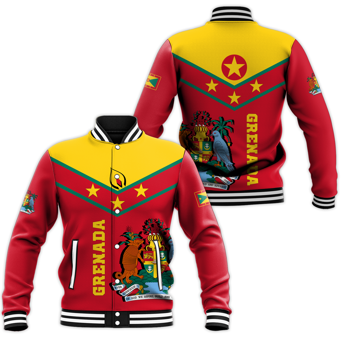 Grenada Baseball Jacket - Proud Grenadian - LT12 Unisex Red - Polynesian Pride