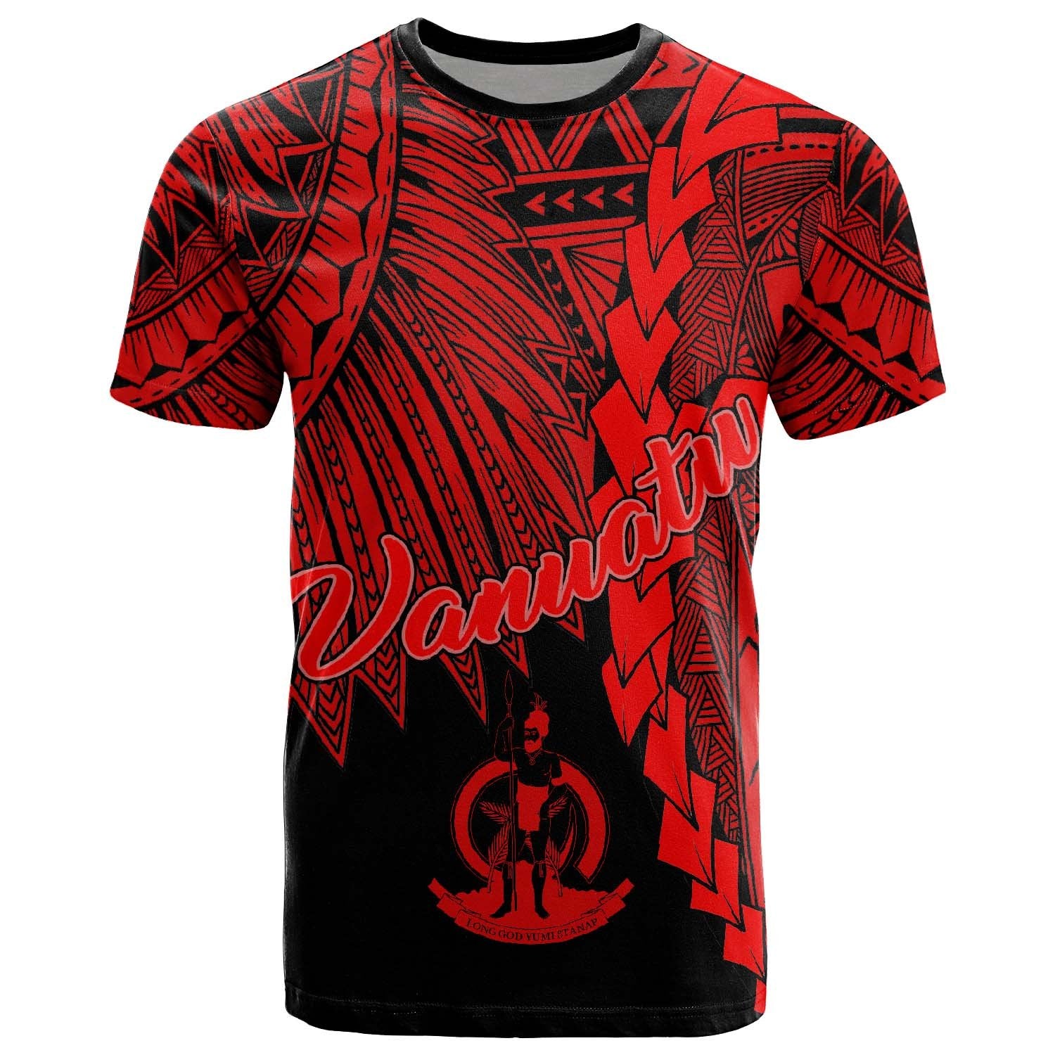 Vanuatu Polynesian T Shirt Tribal Wave Tattoo Red Unisex Red - Polynesian Pride