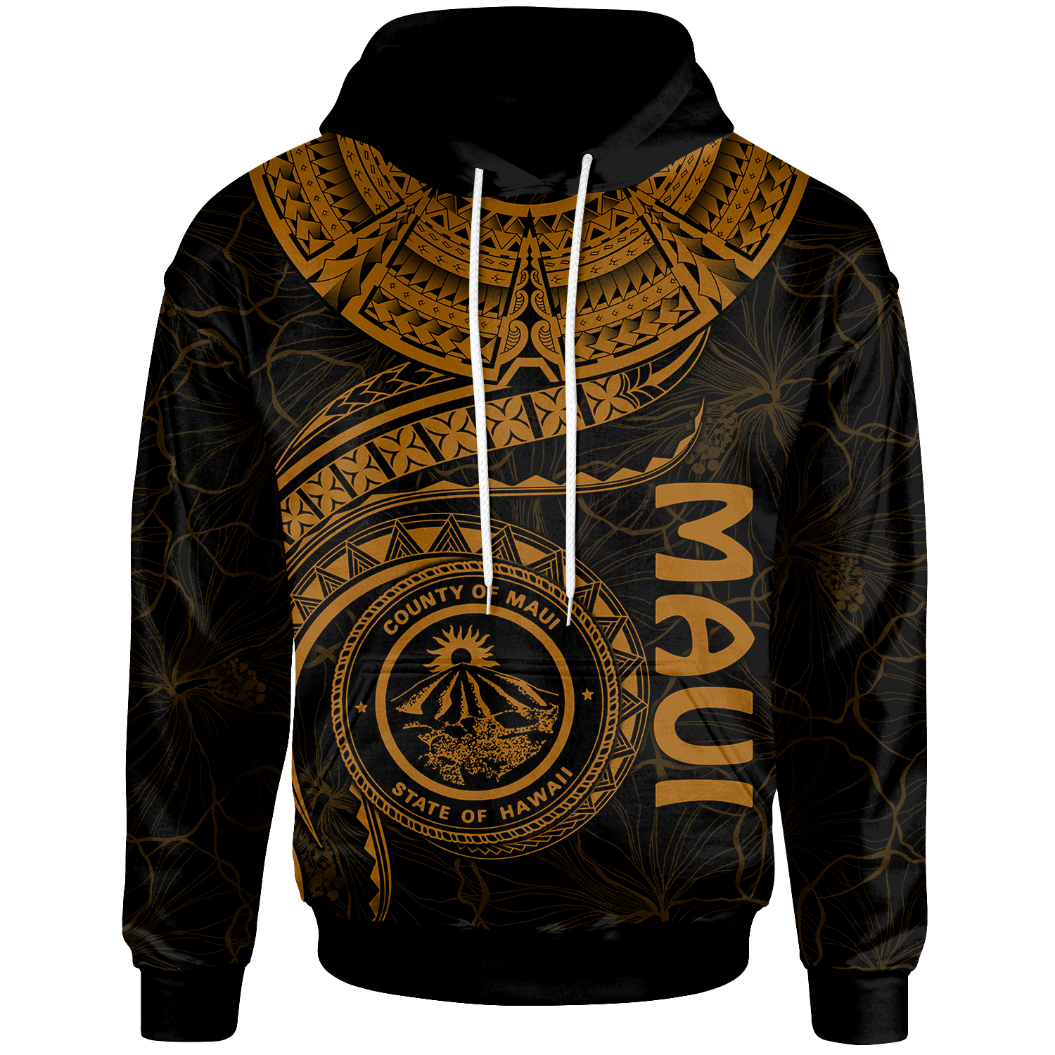 Polynesian Hawaii Hoodie Maui Polynesian Waves (Golden) Unisex Golden - Polynesian Pride