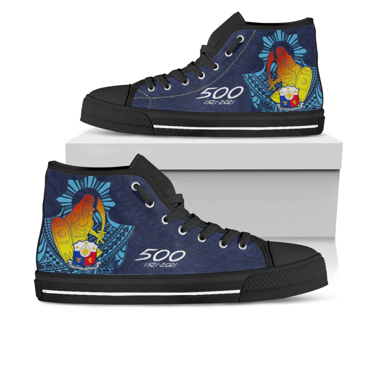 Philippines High Top Shoes - King Lapu Lapu Kid's High Top Shoe - Black Sole - Polynesian Pride