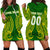 (Custom Personalised) Cook Islands Hoodie Dress - Tribal Pattern - LT12 Green - Polynesian Pride