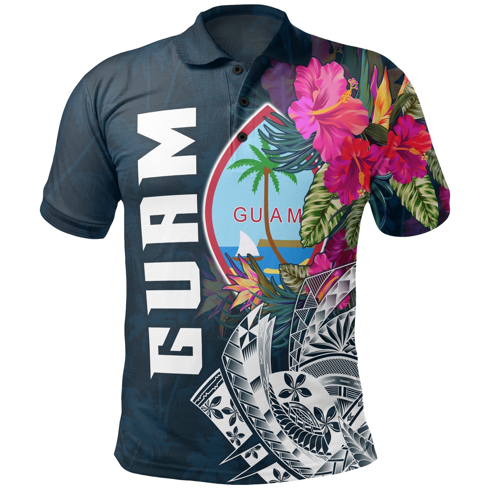 Guam Polo Guam Summer Vibes Blue - Polynesian Pride