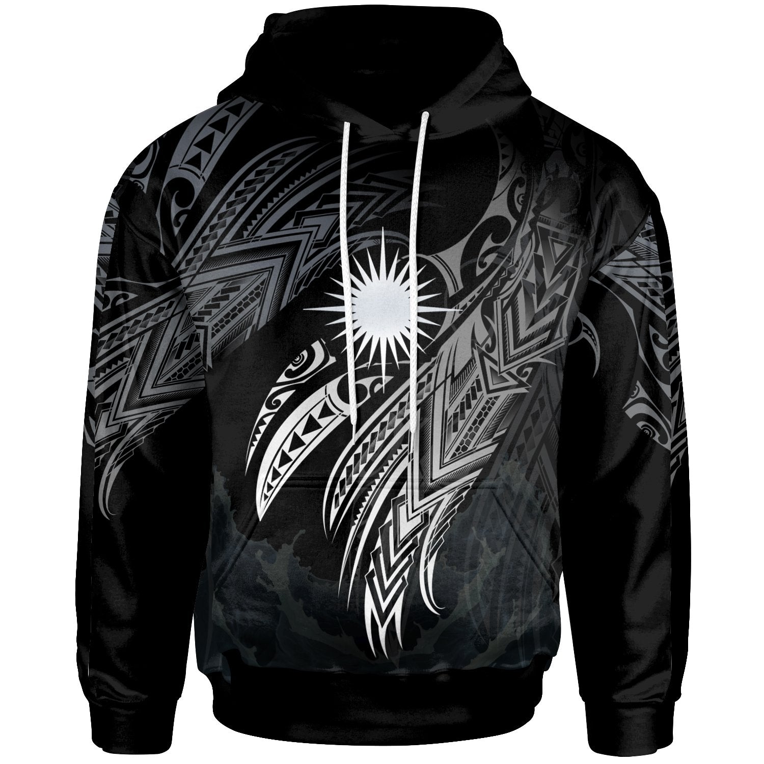 Marshall Islands Polynesian Hoodie Legend White Version Unisex Black - Polynesian Pride